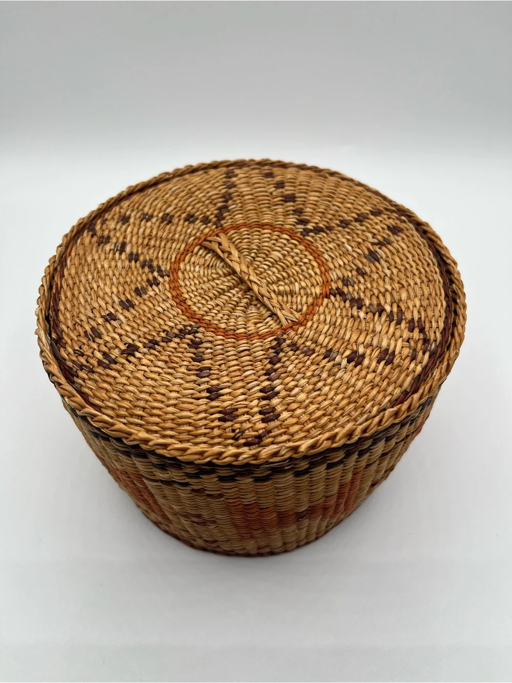 Vintage Handwoven Baskets with Lids - Set of 5